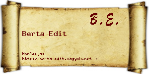 Berta Edit névjegykártya
